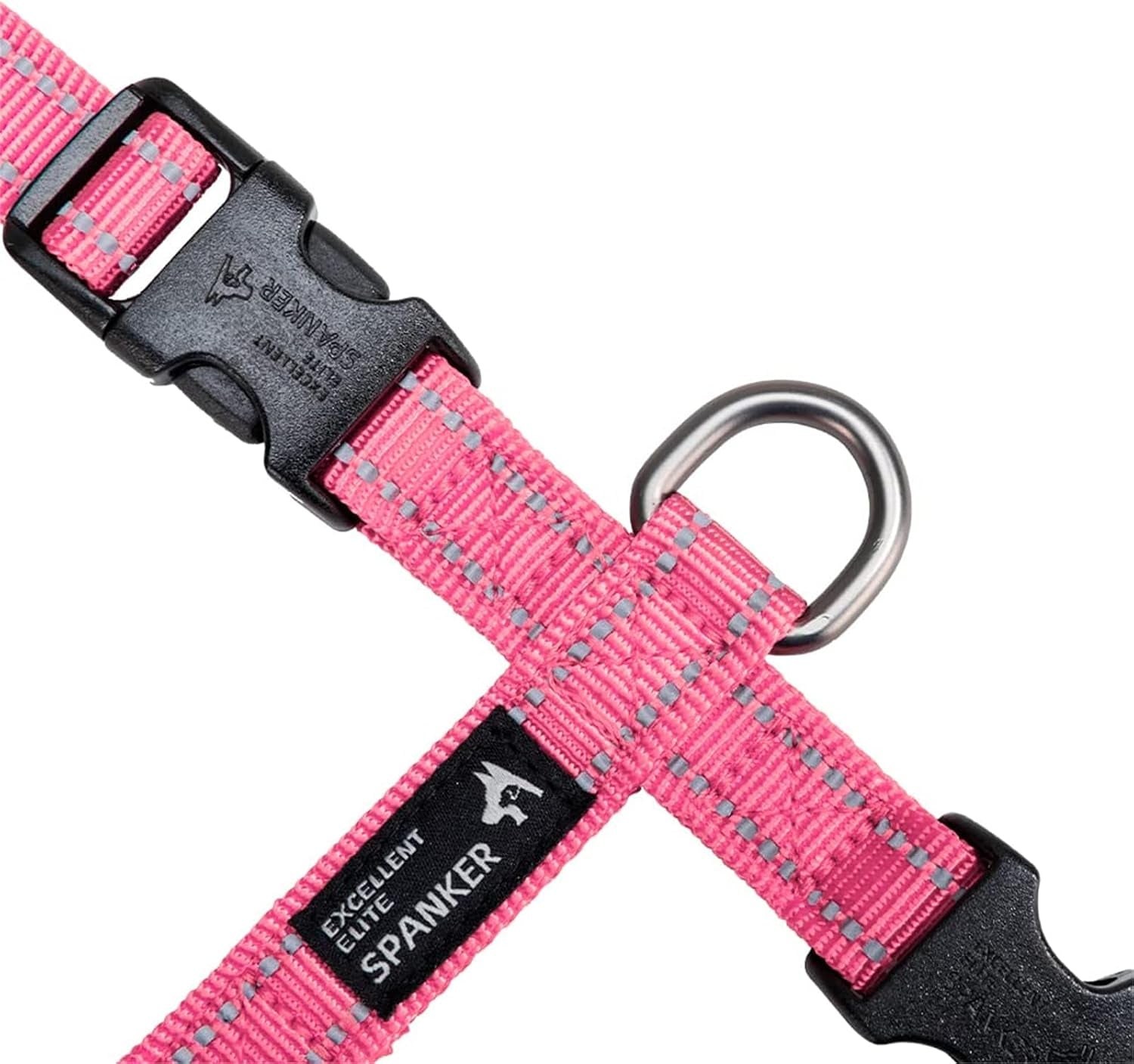 excellent-elite-spanker-no-pull-dog-harness-reflective-nylon-vest-l-shaped-adjustable-easy-pet-harness-for-small-medium-large-breeds-dogs-walking-training-black-redpink-m