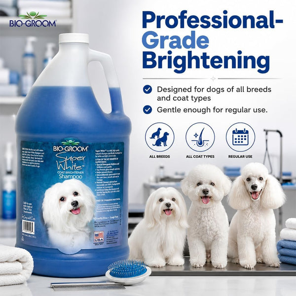 Bio-Groom Super Whitening Dog Shampoo - Whitening Pet Shampoo, Dog Bathing Supplies, Puppy Wash, Grooming Supplies, Cruelty-Free - 1 Gallon3