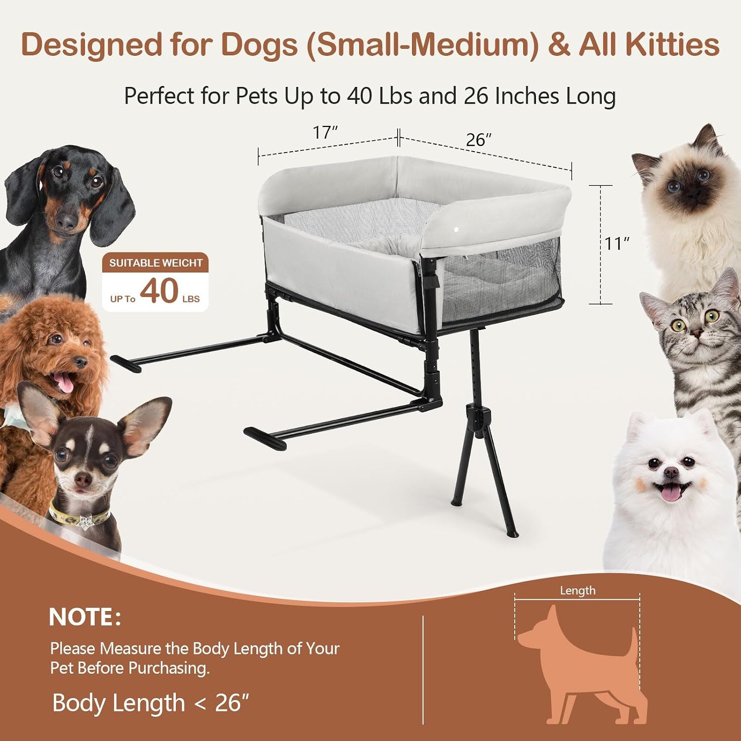 bedside-dog-bed-adjustable-to-human-bed-height-11-inch-guardrail-foldable-portable-pet-bed-attachment-improves-owners-sleep-quality-for-small-size-dogs-40-lbs-all-cats