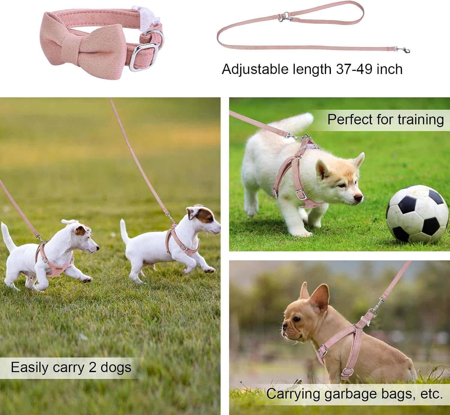 dog-harness-and-leash-set-xxs-no-pull-adjustable-puppy-harness-with-multifunction-pink-dog-leash-and-dog-collar-soft-no-choke-escape-proof-pet-harness-vest-for-small-dogs-and-cats-pink-s