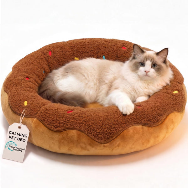 Sushi Cat Bed, Calming Small Dog Bed 21In, Washable | Anti-Anxiety Cuddler Bed for Kitten & Puppy, Ultra-Soft Plush Fur, Non-Slip Bottom, Machine Washable Cushion Pet Bed9