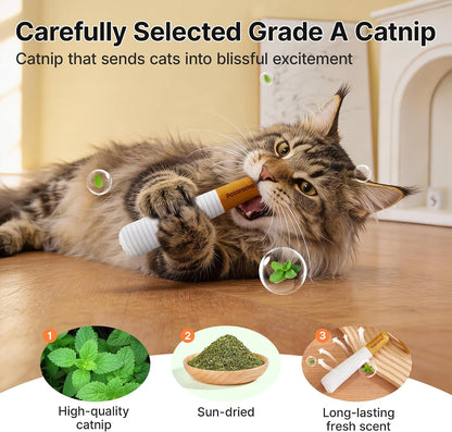 Potaroma 3-Pack Catnip Cat Toys, 15,000Mg A+ Pure Kitten Kickers | Funny Plush Sticks for Indoor Cats to Chew, Hug, Wrestle and Bat; Cute for Kittens and Bored Adult Cats.3