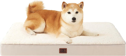 EHEYCIGA Orthopedic Dog Bed Large with Removable Washable Cover,Grey,41X27 | Egg Crate Foam Support,Durable Oxford Fabric,Non-Slip Bottom,Machine Washable,Soft Waterproof Plush Pet Bed Mat for Crate12