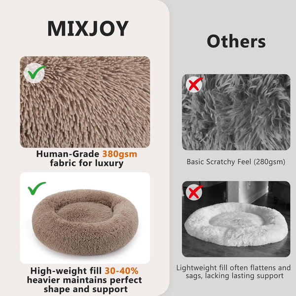 MIXJOY Orthopedic Dog Bed Comfortable Donut Cuddler round Pet Beds Ultra Soft Washable Dog and Cat Cushion (20''/23''/30'') (23'', Brown)4