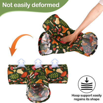 Bienbee Guinea Pig Tunnel, 3 Way Washable Guinea Pig Hideout,Foldable Rabbit Tunnel Guinea Pigs Toys for Bunny Hamster Chinchilla Ferret Rabbit Guinea Pigs Accessories Mushroom | Guinea Pig Hideout, Portable Tubes with Cute Print,High Dense Fabric for Small Pet'S Hiding Resting Playing and Exploring4