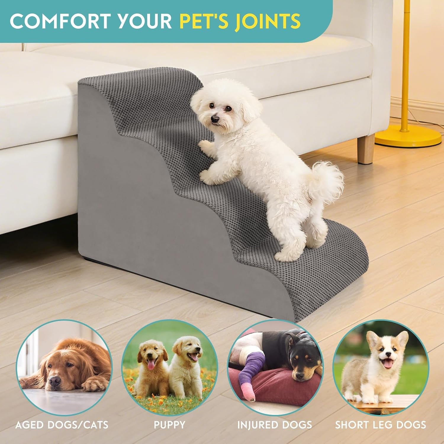 dog-stairs-for-small-dogs-19-7-h-pet-stairs-4-steps-ramp-for-puppy-older-cat-stairs-with-whole-30d-high-density-foam-corduroy-fabric-non-slip-bottom-dog-steps-for-bed-and-couch-grey-4-step
