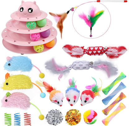 UPSKY Cat Toy Roller 3-Level Turntable Cat Toys Balls with Six Colorful Balls Interactive Kitten Fun Mental Physical Exercise Puzzle Kitten Toys13