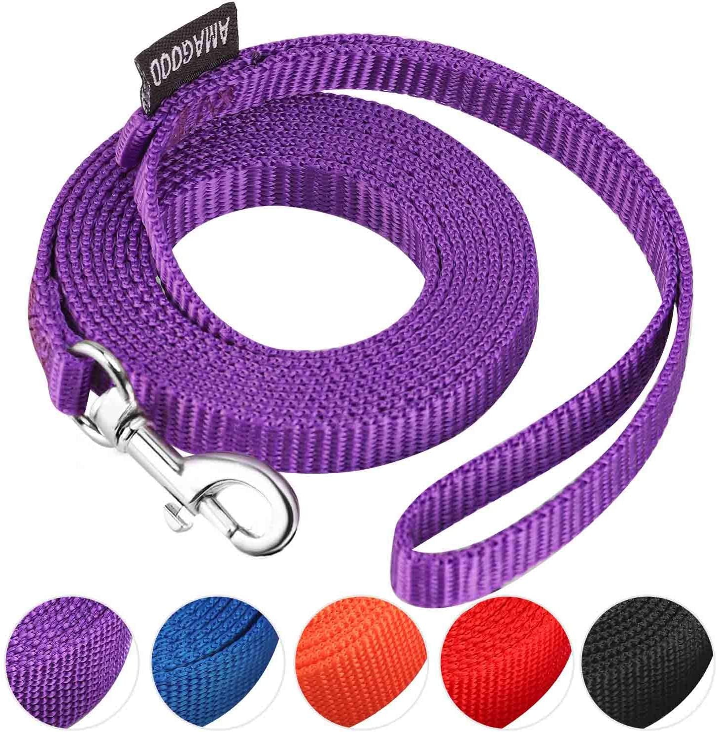 amagood-6-ft-puppy-leash-strong-traditional-style-with-easy-to-use-collar-hook-great-for-small-medium-and-large-dogs-5-8in-x-6-ft-purple