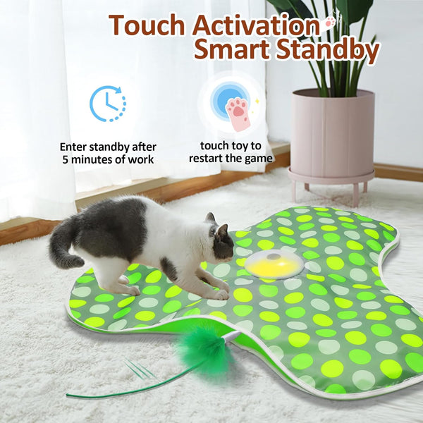 Sofolor Interactive Cat Toy, Automatic Cat Toys for Indoor Cats, Hide and Seek Cat Toy with Motion Activated, Moving Feather, Chirping, USB Rechargeable3
