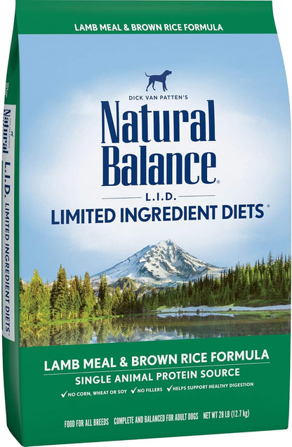 Natural Balance Limited Ingredient Adult Dry Dog Food - Complete Nutrition for Adult Dogs - Wholesome Grains Brown Rice Recipe - Limited Ingredient Formula - 24 Lb - Lamb & Brown Rice12