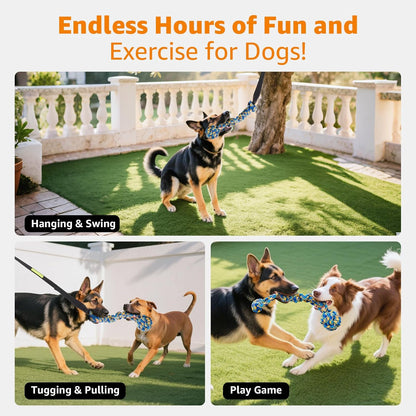 LOOBANI Outdoor Bungee Tug Toy, Interactive Tree Hanging Dog Toys, Black | Durable, Tug of War, Exercise Play Cord & Tether, Chew Rope Toy, Muscle Building & Bite Training, for Small to Large Dogs4