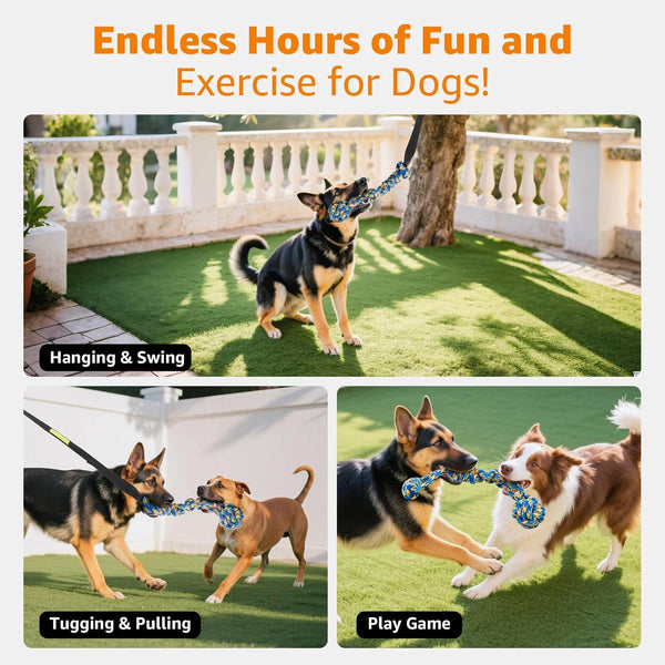 LOOBANI Outdoor Bungee Tug Toy, Interactive Tree Hanging Dog Toys, Black | Durable, Tug of War, Exercise Play Cord & Tether, Chew Rope Toy, Muscle Building & Bite Training, for Small to Large Dogs4
