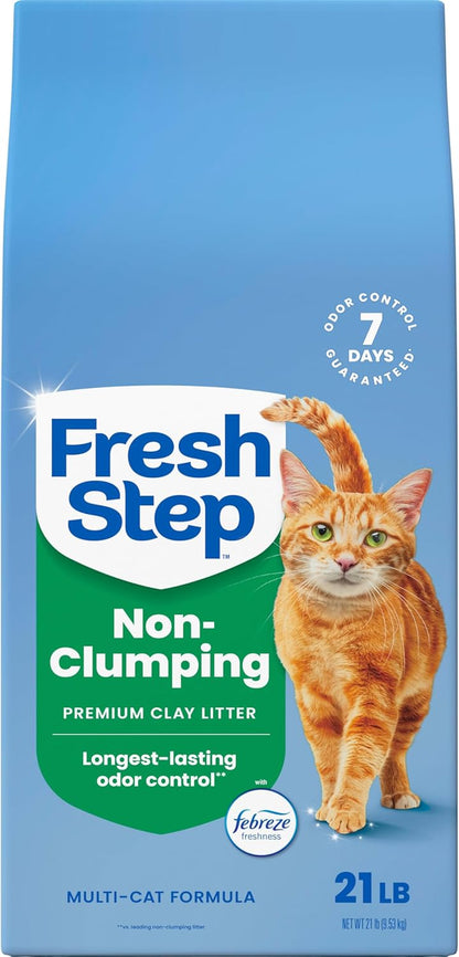 Fresh Step Non Clumping Cat Litter with Febreze Freshness, High-Absorbing Formula with Odor Control, 21 Lb. Bag1