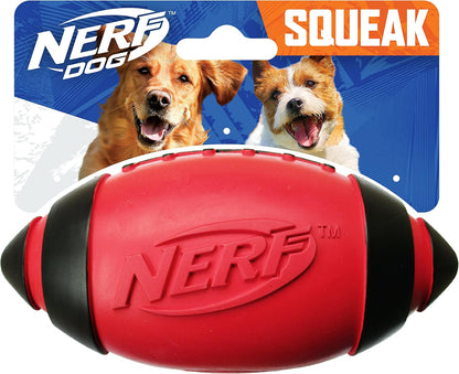 Nerf Dog Tire Squeak Football Outdoor Dog Toy, 6 Inch Dog Football Squeaking Toy for Medium and Large Breeds, Blue9