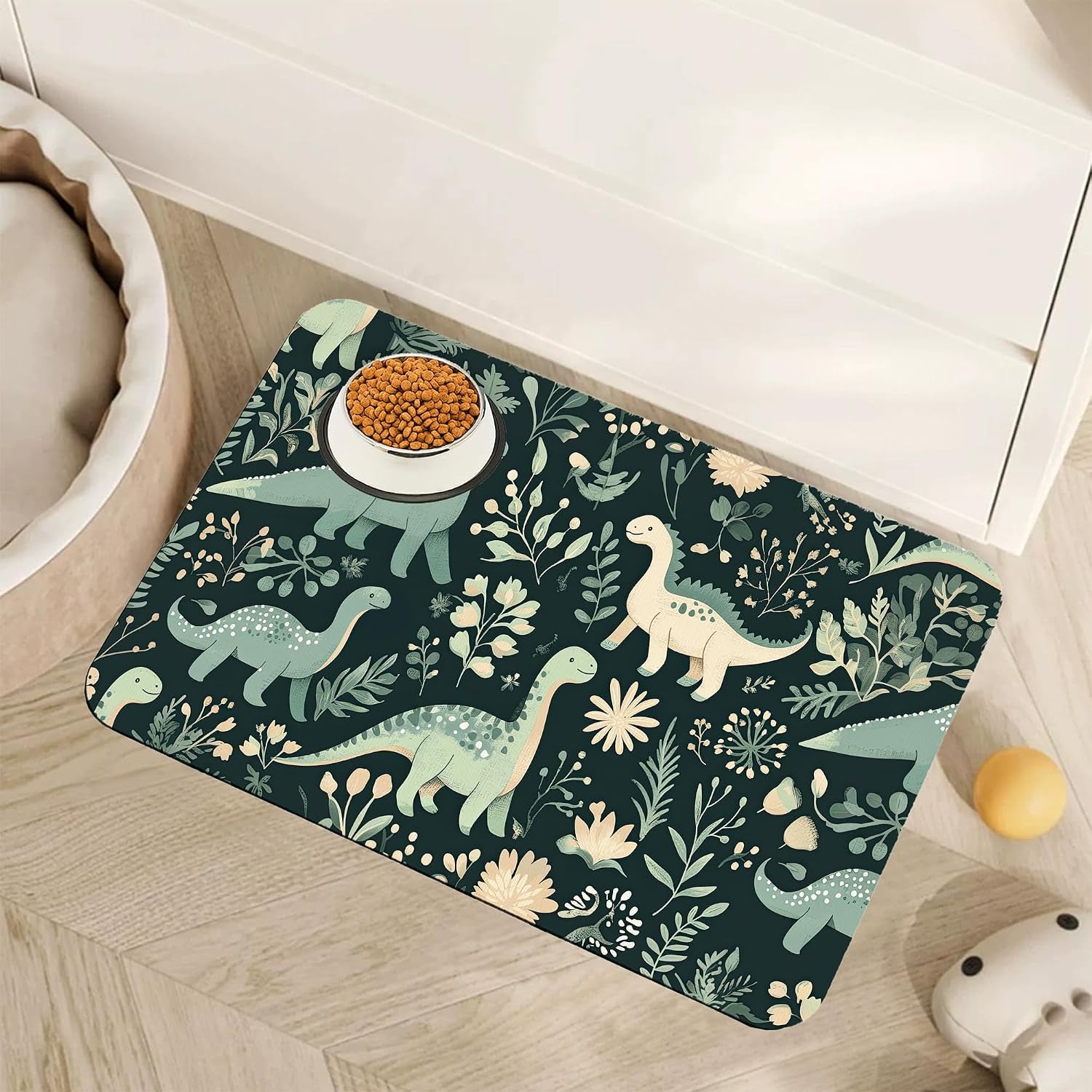 cute-strawberry-flower-dog-cat-food-mat-pink-absorbent-pet-feeding-mat-with-rubber-backing-non-slip-water-bowl-placemat-indoor-pet-accessories-supplies-12x20
