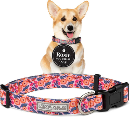 Lucky Love Dog - Easy Click Buckle Dog Collar with Leash Set Combo, Durable & Comfortable for Male & Female Dogs, Pet Collar for Medium Dogs, Secure Fit - Blackbird Combo, Medium45