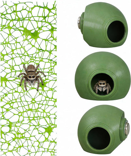 3Pcs Pumpkin Jumping Spider Hide Jumping Spider Enclosure Accessories Magnetic Mounting for Climbing, Resting and Exploration Small Reptile Enclosure Accessories (Pumpkin Hide)10