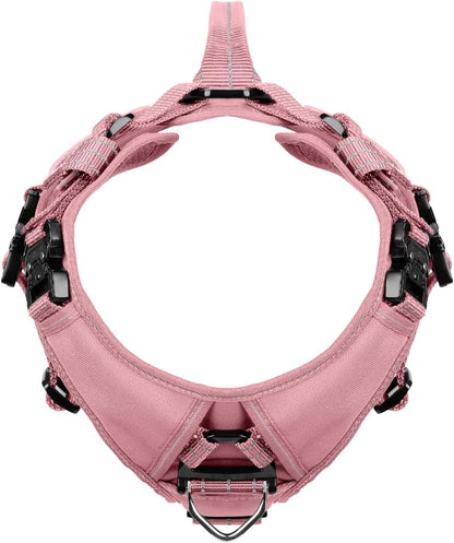 ICEFANG Quick-Moving Tactical Dog Harness for Large Dogs,No Pull Dog Vest | Control Handle,Reflective,Full Metal Buckles,Adjustable,Hook-And-Loop Panel,Soft Padded,Pink,Large3