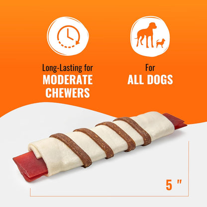 GOOD 'N' FUN Triple Flavor Wraps with Beef Tendon Chews, High-Protein Dog Treat for All Adult Dogs, Made with Real Beef Hide, Chicken & Beef Tendon, 8 Count3