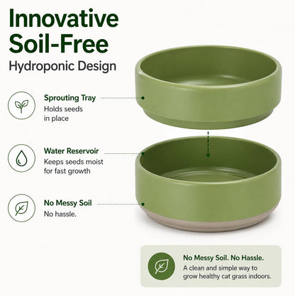 Komorebi Cat-Specific Reusable Hydroponic Herb Growing Box Set-Easy to Use-3 Colour (Seeds Not Included) (Green)2