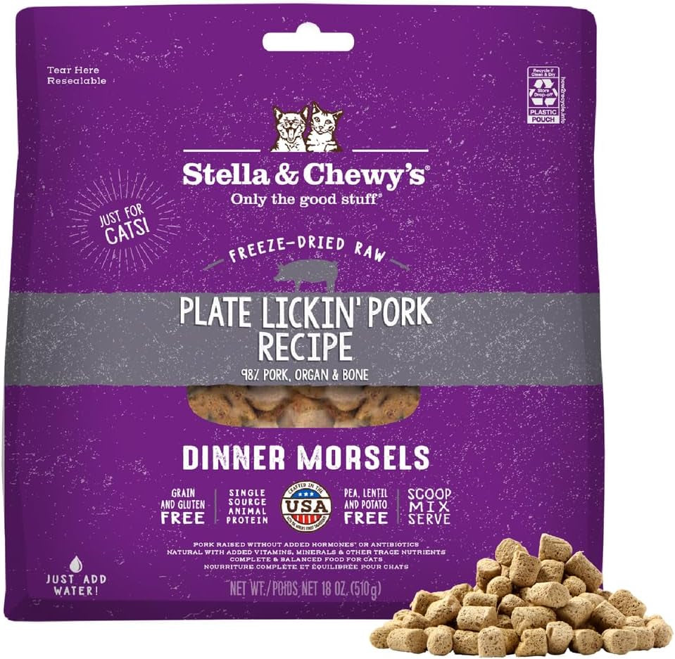 stella-chewys-freeze-dried-raw-cat-dinner-morsels-premium-chicken-recipe-with-98-cage-free-meat-organs-natural-grain-free-cat-kitten-food-made-in-usa-18-oz