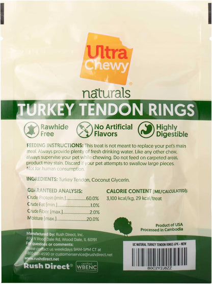Ultra Chewy Turkey Tendon Rings for Dogs, 6 Pack | Premium All-Natural Tendons, Hypoallergenic Treats, Easy to Digest, Alternative to Rawhide7