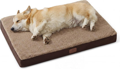Bedsure Washable Dog Beds Large Sized Dog with Comfy Sherpa, 36X27In Grey | Orthopedic Egg Crate Foam,Comfort Support Flat Rectangle Pet Mat,Non-Slip Bottom,Removable Cover,For Large Breed up to 55 Lbs49