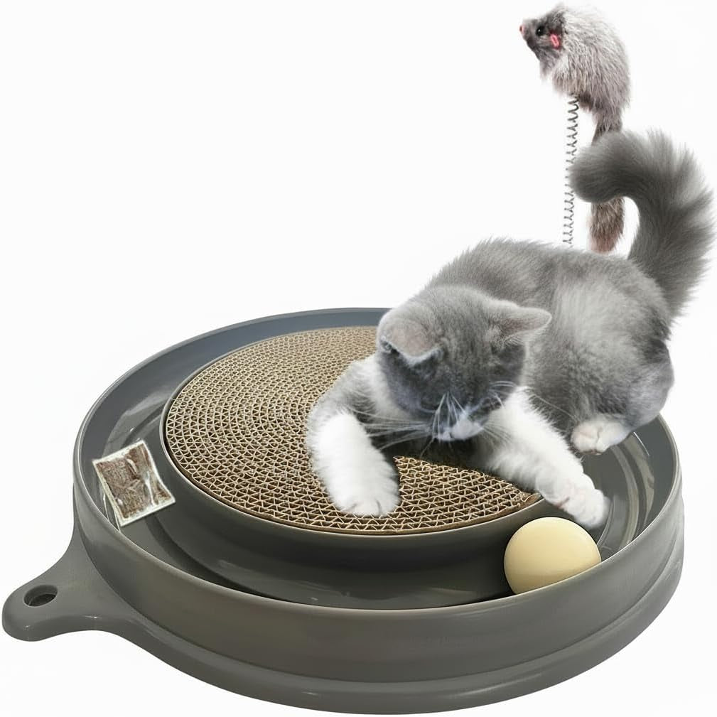 auoon-cat-scratcher-toy-with-ball-track-for-indoor-cats-and-kittens-gray-3-in-1-interactive-cat-toy-cat-scratch-pad-with-cat-ball-toy-and-cat-mouse-toy-for-chasing-exercise-protect-furniture