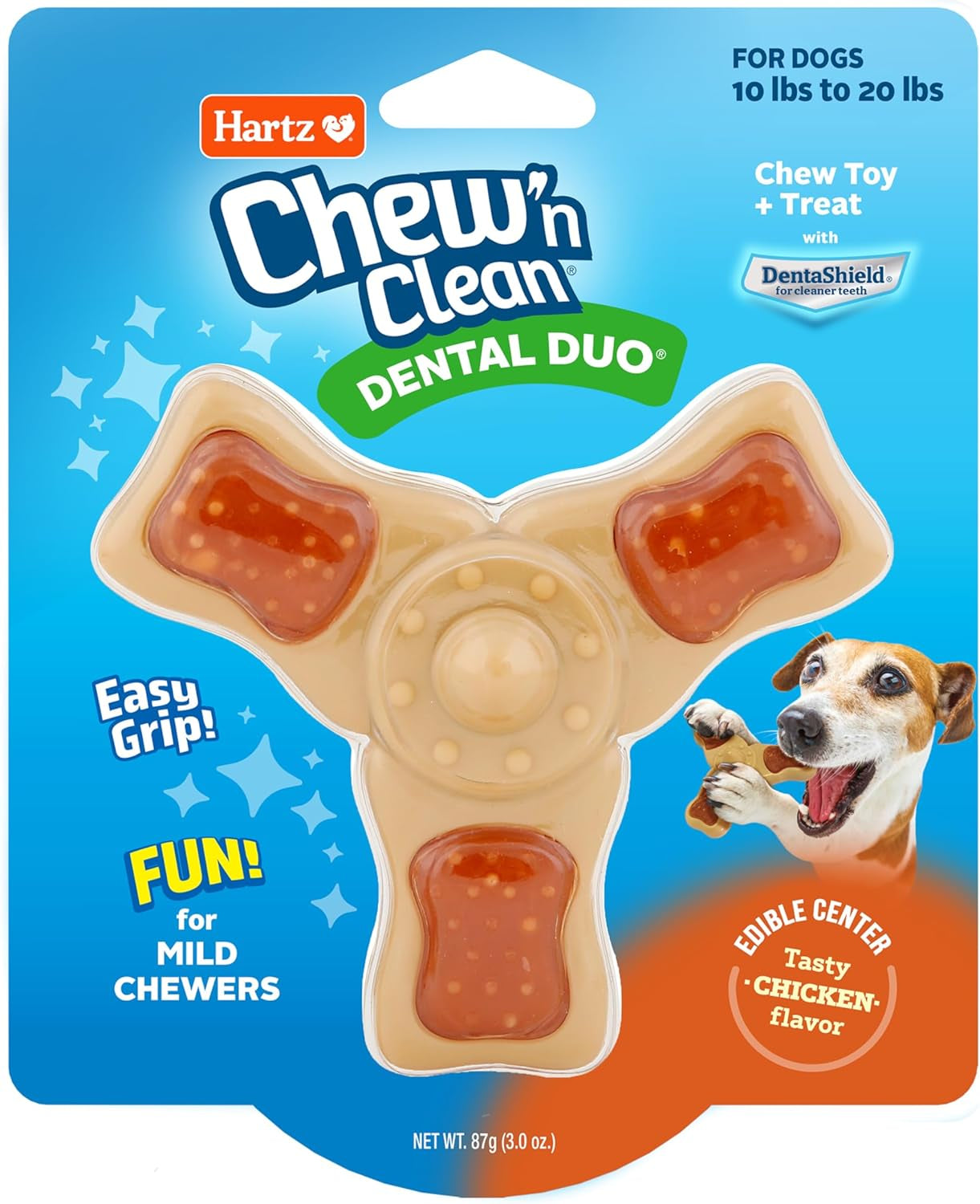 hartz-chew-n-clean-chew-toy-and-treat-in-one-chicken-flavored-tri-point-dog-toy-small