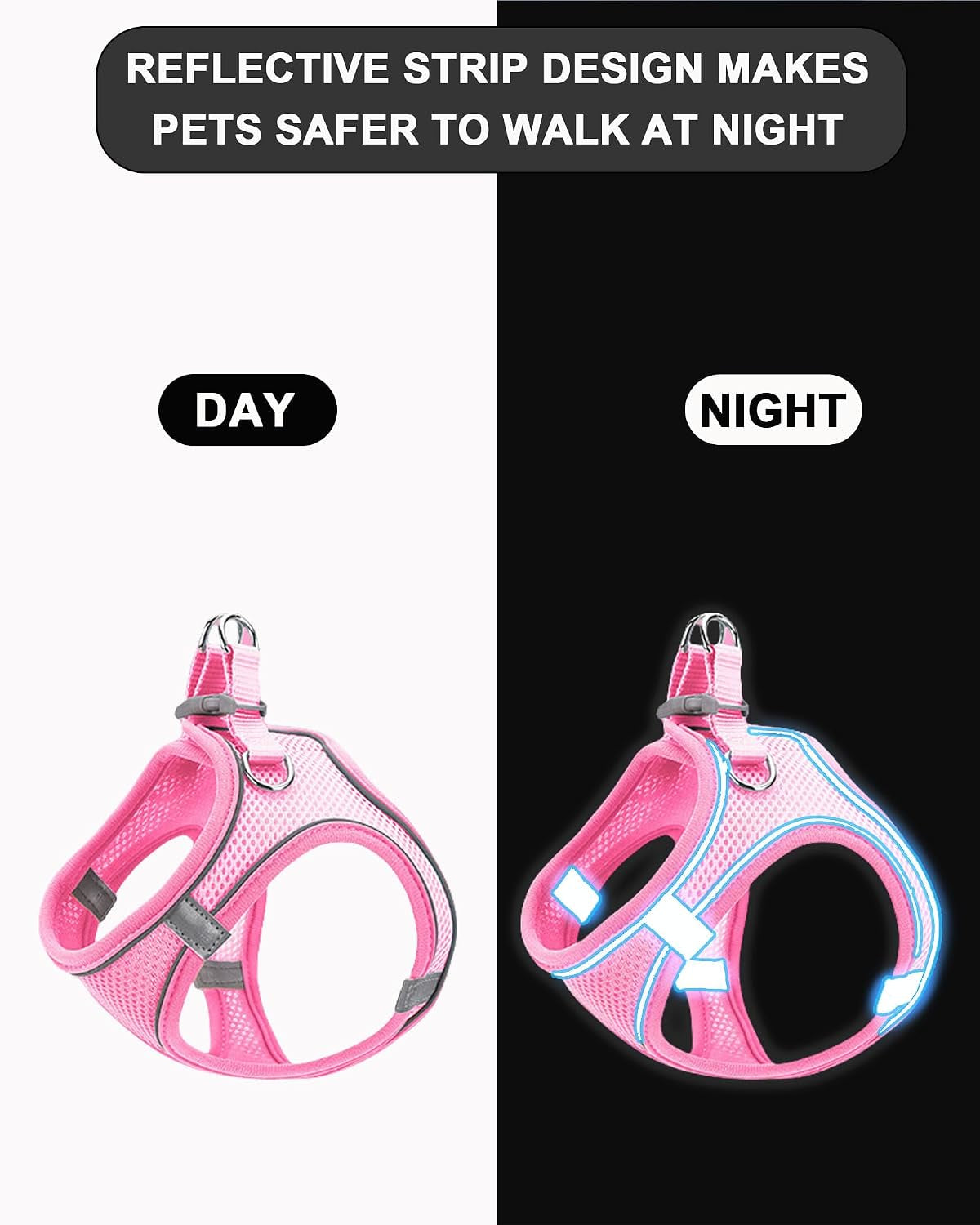xxxs-pink-soft-mesh-dog-harness-and-leash-set-no-escape-puppy-harnesses-for-training-walking-reflective-adjustable-puppy-vest-for-small-medium-dogs-cats-pink-xxxs