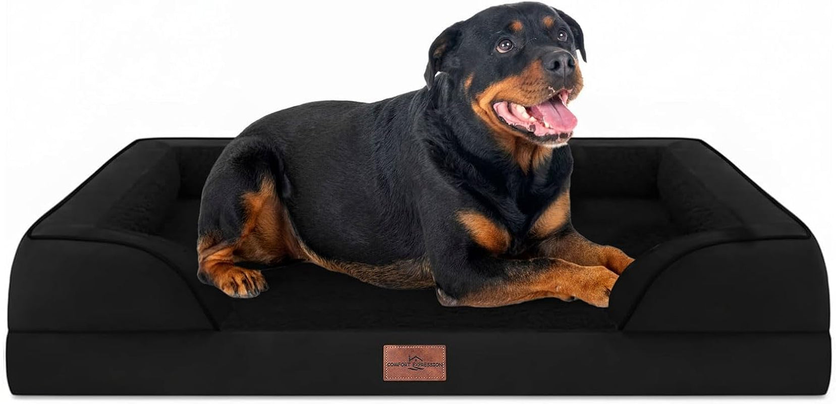 comfort-expression-orthopedic-dog-bed-for-extra-large-dogs-with-bolster-waterproof-dog-couch-bed-with-washable-cover-non-slip-bottom-supportive-egg-crate-foam-xl-pet-bed-42x30-inch
