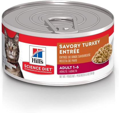 Hill'S Science Diet Adult 1-6 Wet Cat Food Variety Pack | #1 Veterinarian Recommended, Savory Entrée Turkey & Liver, Chicken, and Turkey, 5.5 Oz. Cans, 12-Pack11