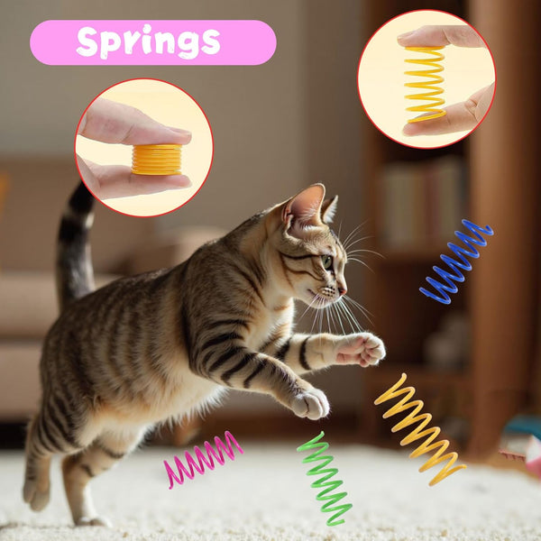 Cat Toys for Indoor Cats 40 PCS Kitten Toys | Cat Interactive Toys Pack Including Cats Springs Sparkle Ball Pom Pom Ball Jingle Balls Tracks Balls6