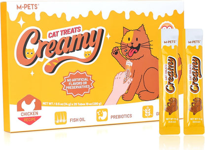 M-PETS Creamy Lickable Cat Treats – 4 Flavor Variety Pack, 20 Tubes of Healthy Squeeze up Snacks with Functional Nutrients for Hydration, Skin & Coat, and Digestive Health – Grain Free, High Protein8