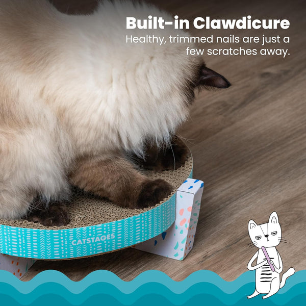 Catstages Scratch, Snuggle & Rest – 2‑In‑1 Indoor Cat Scratcher & Elevated Cat Lounger, Catnip Included3