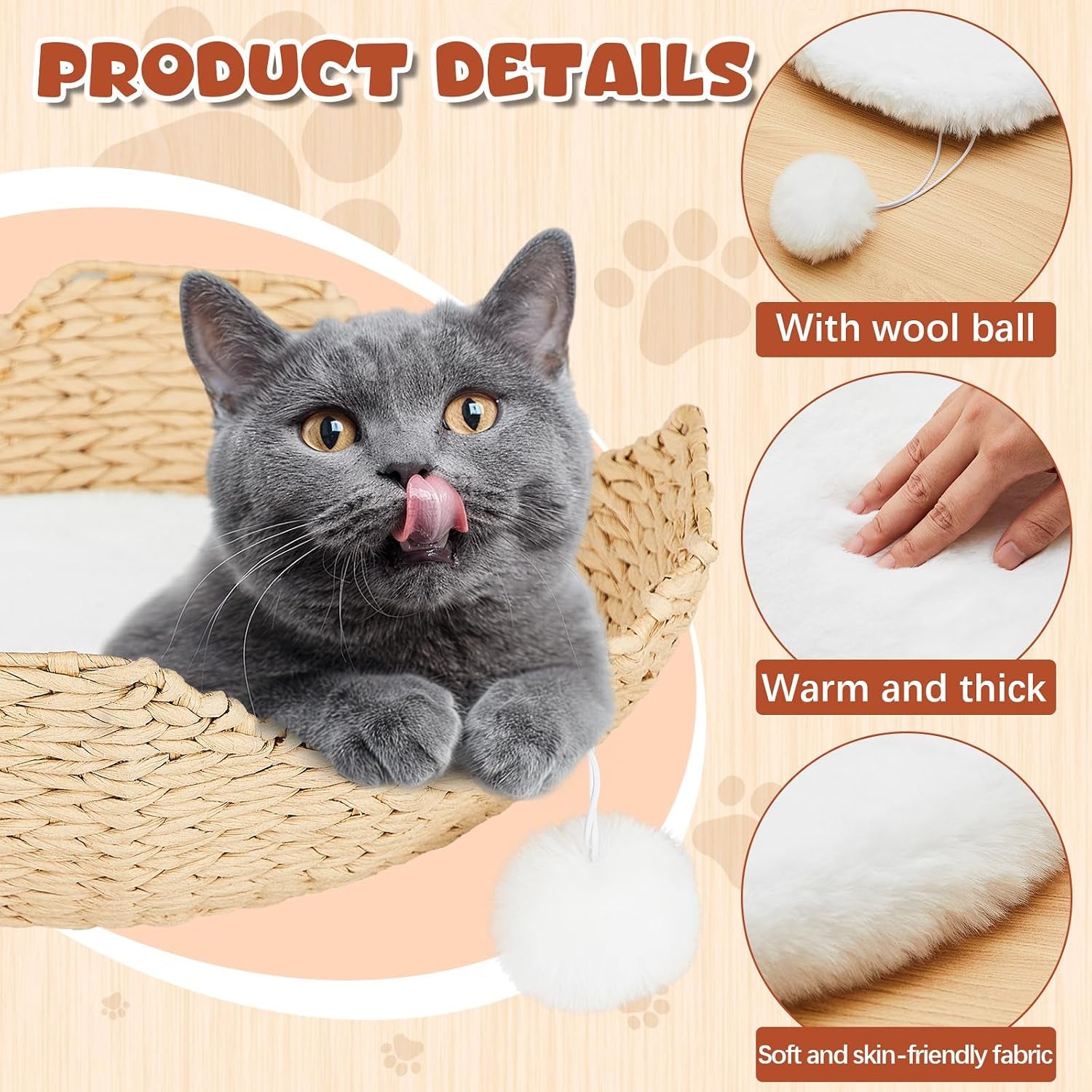 abbylike-3-pack-14-round-cat-dog-bed-cushion-pad-mat-faux-rabbit-fur-pet-sleeping-mat-with-small-ball-warm-plush-anti-slip-washable-cat-tree-tower-replacement-cushion-pad-for-carrier-crate-white