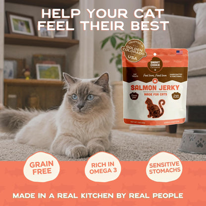 Smart Cookie Salmon Jerky Cat Treats – Real Salmon & Flaxseed, Omega-3S for Skin & Coat, Grain Free, High Protein, Handcrafted Natural Treat – Made in the USA (Pack of 1)4