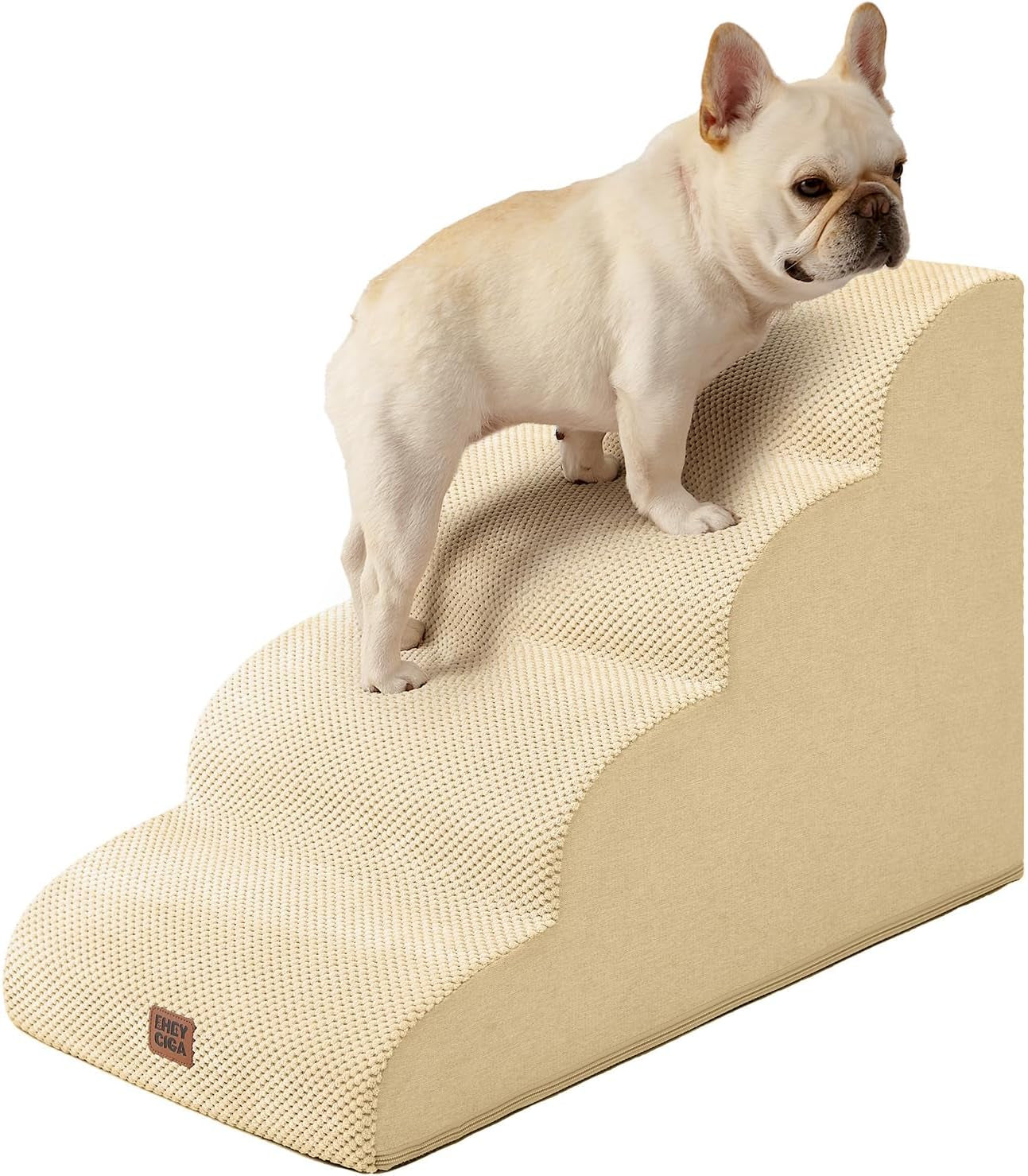eheyciga-curved-dog-stairs-ramp-for-5-step-high-beds-22-6-h-dog-steps-33d-density-of-pure-foam-for-small-dogs-and-cats-pet-stairs-for-high-bed-climbing-non-slip-balanced-pet-step-indoor-grey