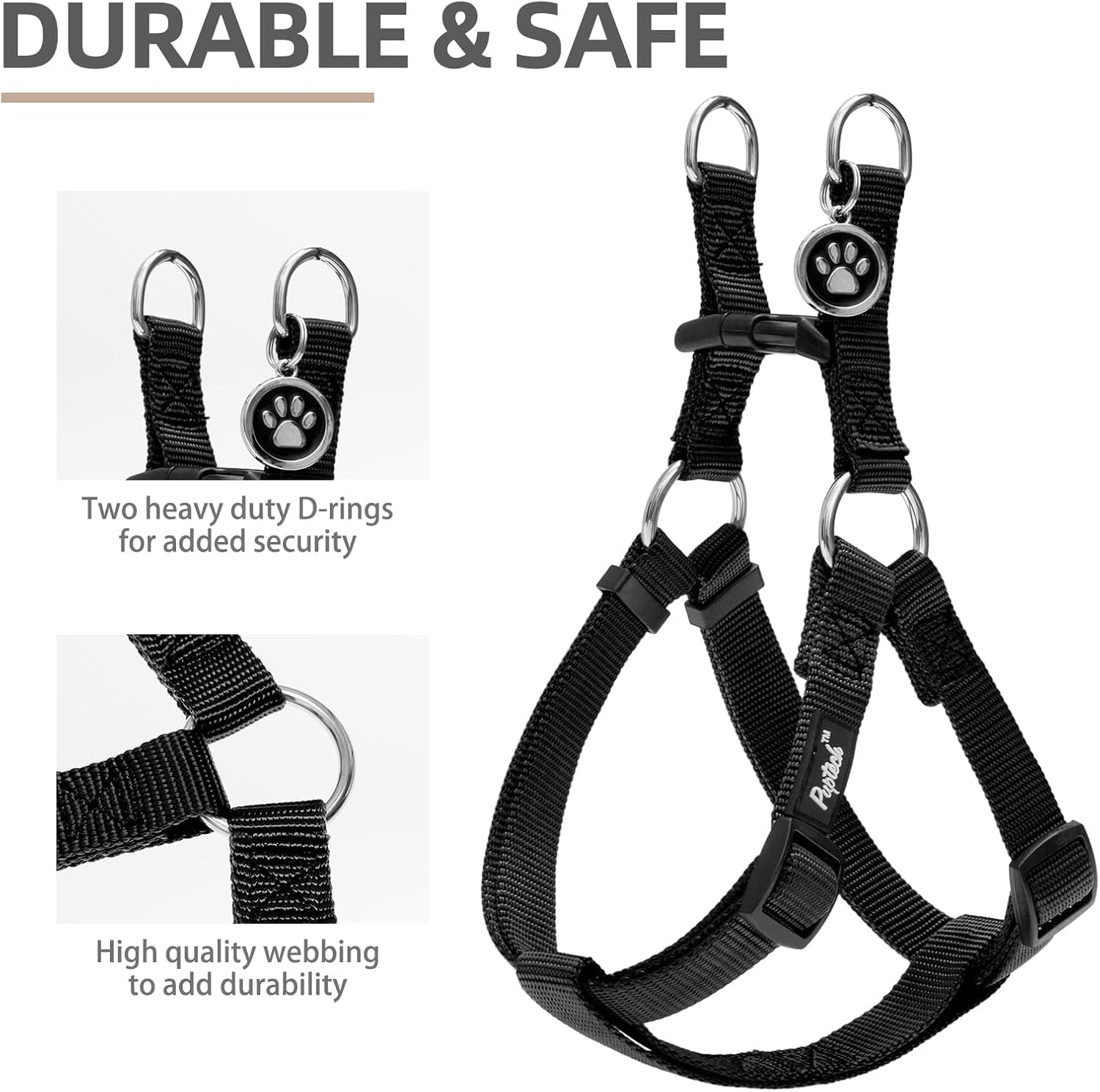 pupteck-no-pull-dog-harness-soft-adjustable-basic-nylon-step-in-puppy-vest-outdoor-walking-with-id-tag