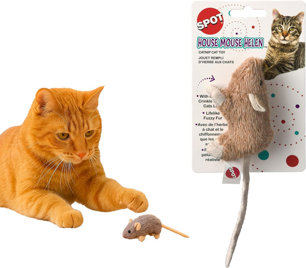 SPOT Big Mouse Bertha Cat Toy with Catnip – Lifelike Plush Mouse, Crinkle Sound, Large 7In Size, for Cuddling, Chasing, Playing – Assorted Colors12