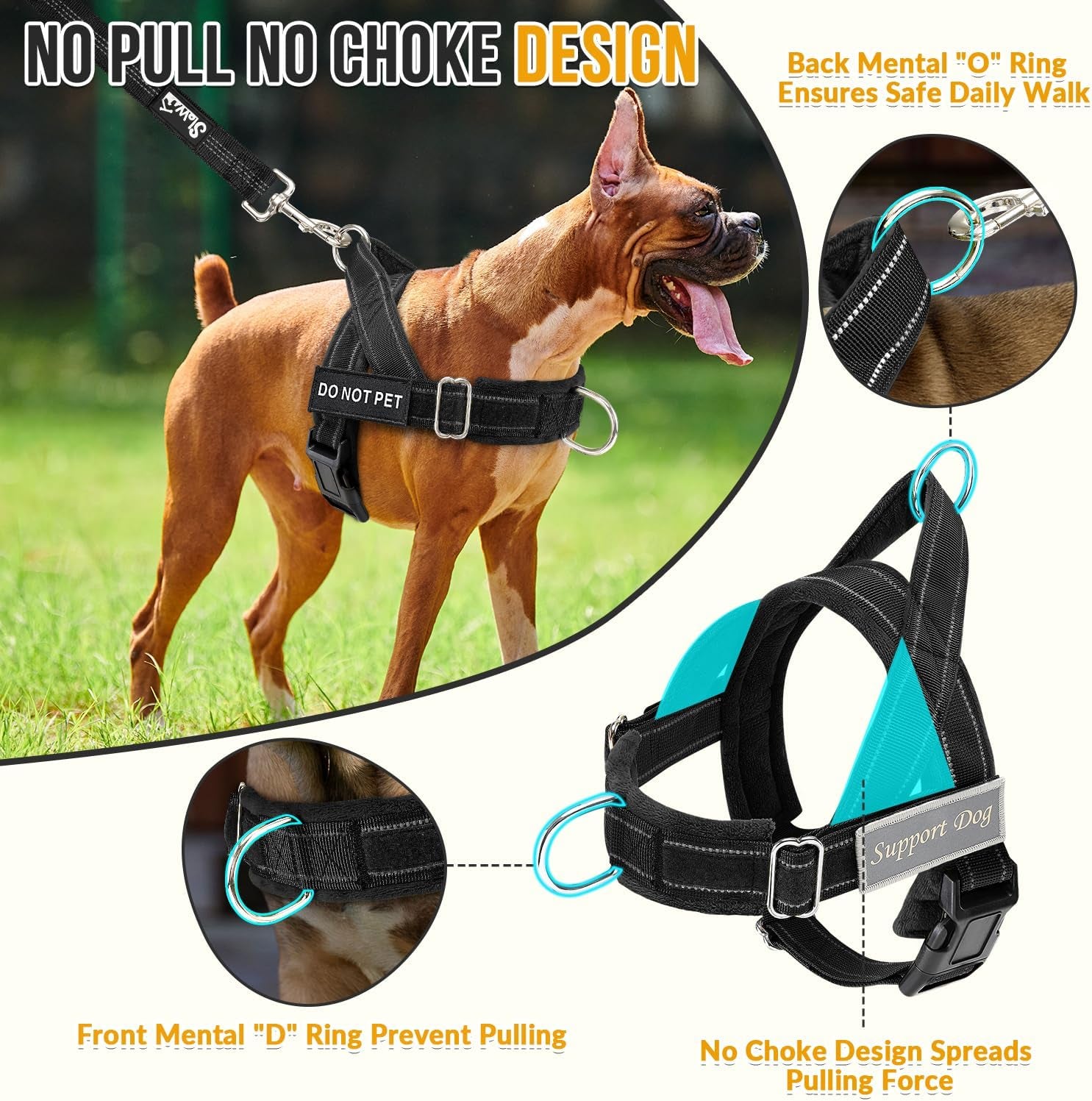 slowton-no-pull-dog-harness-heavy-duty-dog-harness-and-leash-set-for-medium-large-dogs-reflective-tactical-harness-with-soft-padded-and-front-clip-for-easy-walk-and-training-black-l