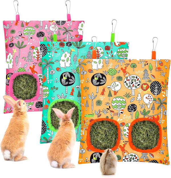 UPINS 3Pack Guinea Pig Hay Feeder Bag,Bunny Rabbit Cage Bag Hanging Holder | Guinea Pig Cage Feeder,For Bunny Rabbits,Chinchillas,Hamsters,Small Pets,And Animals10