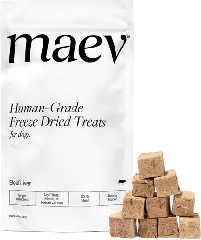 Maev Single-Ingredient Freeze-Dried Beef Liver Dog Treats, 4.4 Oz | 100% Usda-Certified Human-Grade | Healthy Raw Dog Snacks | Perfect for Training & Sensitive Diets | Made in USA1