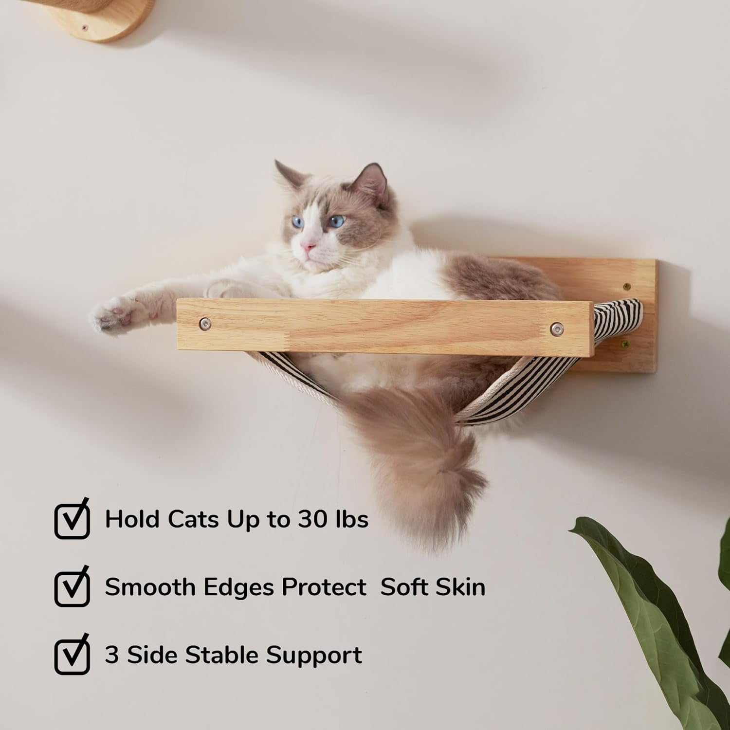 fukumaru-hammock-wall-mounted-cat-beds-and-perches-wooden-kitten-walls-furniture-stable-cats-shelves-for-sleeping-playing-climbing-lounging-black-stripe