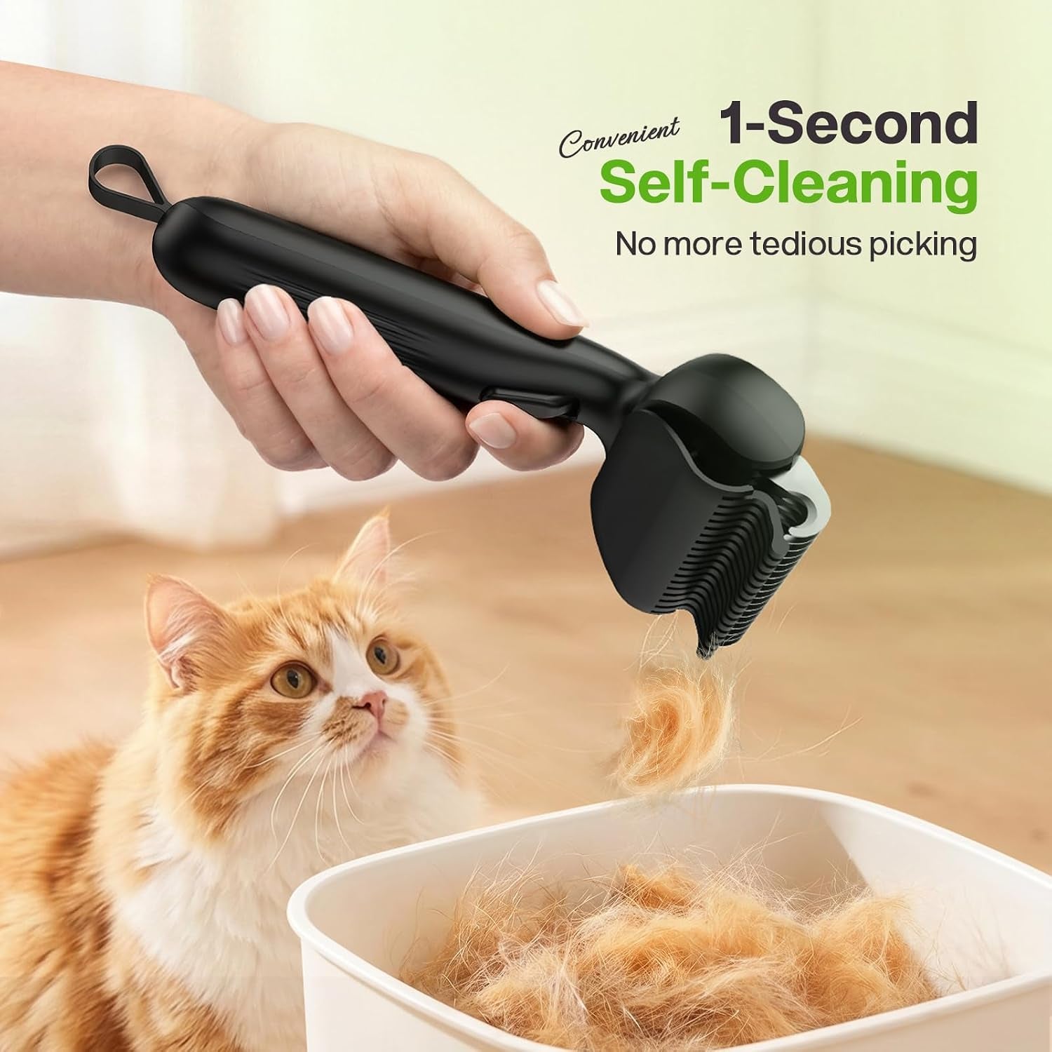 pecute-self-cleaning-undercoat-rake-for-dogs-cats-with-thick-double-coats-1-click-clean-304ss-18-rounded-teeth-for-seasonal-heavy-shedding-matting-gentle-on-pets-ideal-for-long-dense-coats