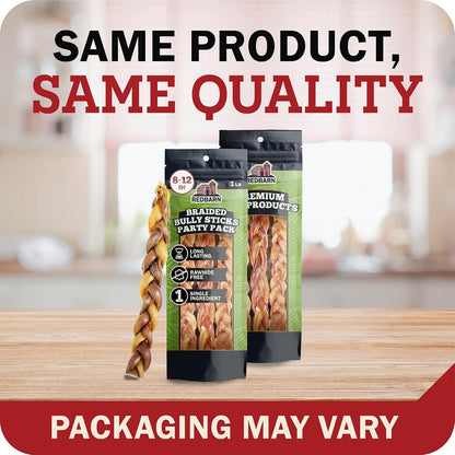 Redbarn Pet Products All Natural 5"-8" Braided Bully Sticks for Small & Large Dogs - Healthy Long Lasting Beef Chews Variety Party Pack - Single Ingredient Low Odor Rawhide Free - 8 Oz Bag15