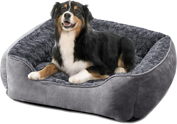 JOEJOY Rectangle Dog Bed for Large Medium Small Dogs - Washable Orthopedic Sofa Bed, Soft Breathable Puppy & Pet Cuddler, Durable Calming Dog Bed with Anti-Slip Bottom, Multiple Sizes, Beige33