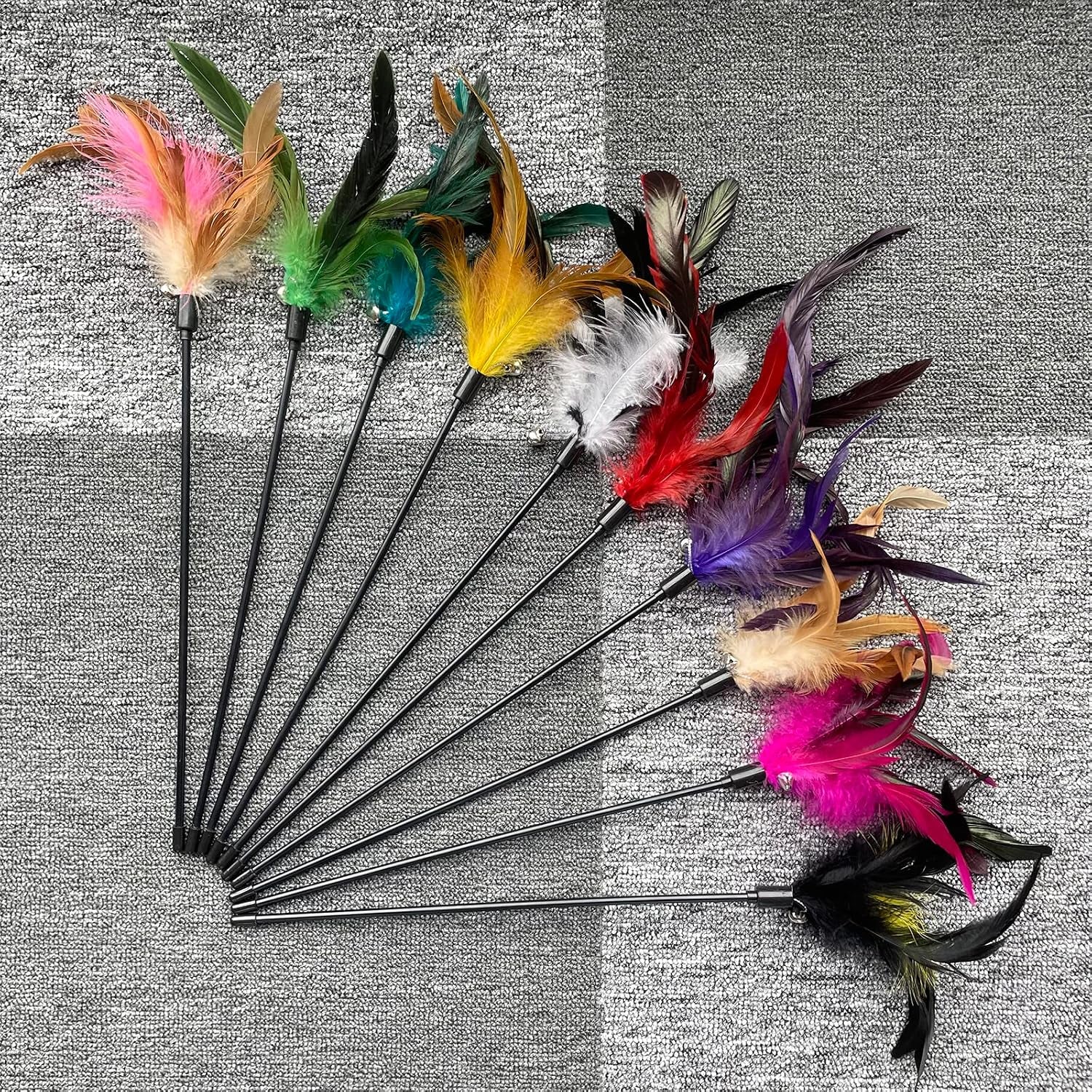 cat-feather-wand-toys-10-pack-with-bell-indoor-kittens-natural-feather-teaser-with-bell-interactive-wand-toy-durable-construction-withstands-active-play
