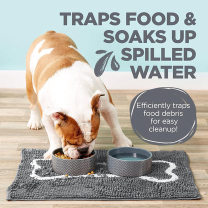 Soggy Doggy Slopmat Dog Food & Water Mat, Gray, 18X24 | Non-Slip Backing; Traps Kibble, Crumbs & Spills; Kitchen, Laundry Room, Crate-Side Use; Quick-Dry Chenille3