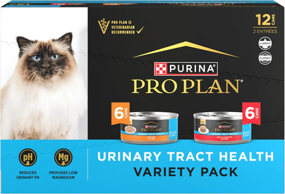 Purina Pro Plan Urinary Tract Wet Cat Food Variety Pack Urinary Tract Health Beef and Chicken Entrees - (Pack of 12) 5.5 Oz. Cans1